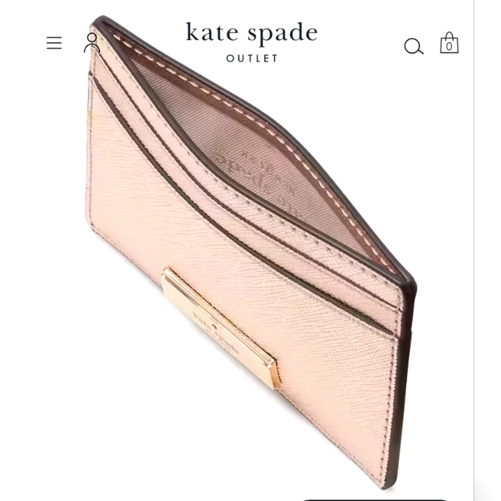 NWT Kate Spade Limited Edition Kenzie Saffia Cardholder Metallic Rose Gold